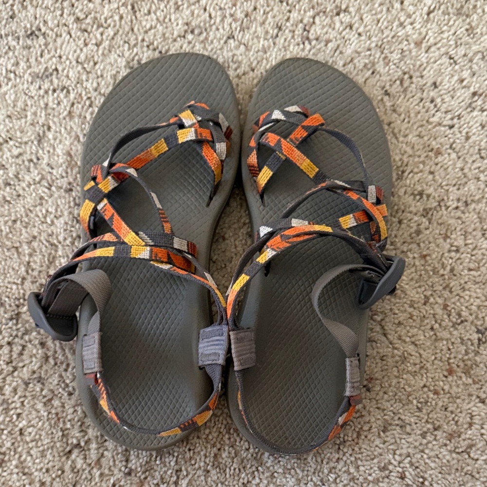 Chaco Sandals with Orange Accents and Toe Strap